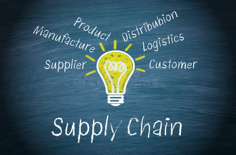 supply-chain-illuminated-screw-cap-light-bulb-drawn-black-dark-chalk-board-text-written-below-supplier-47666960